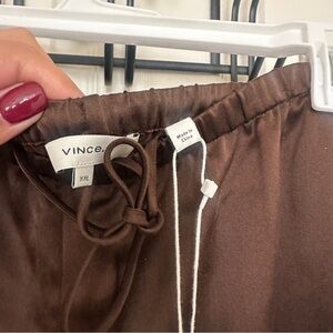 Vince Chocolate Silk Trousers
